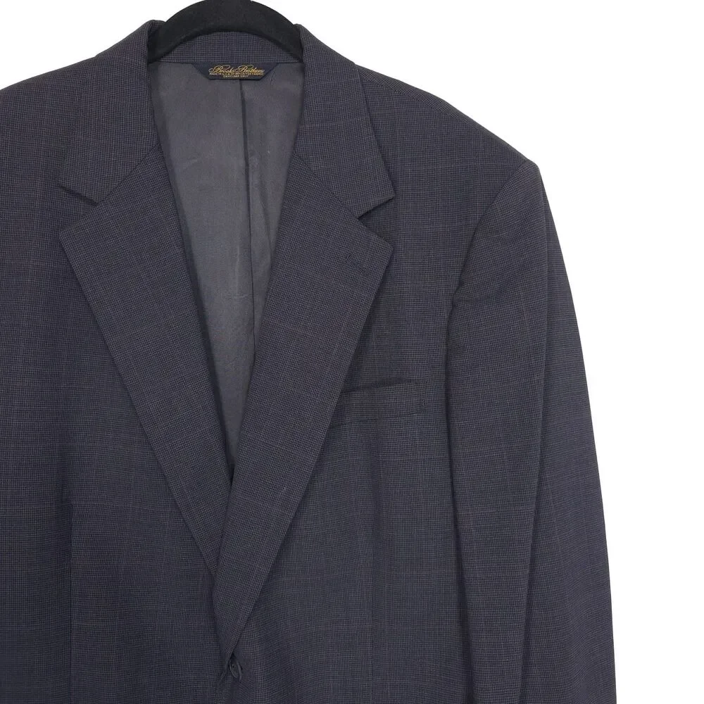 BROOKS BROTHERS 100% Wool‎ Blazer Sport Coat Navy Check Men’s 42R USA MADE ACTWU